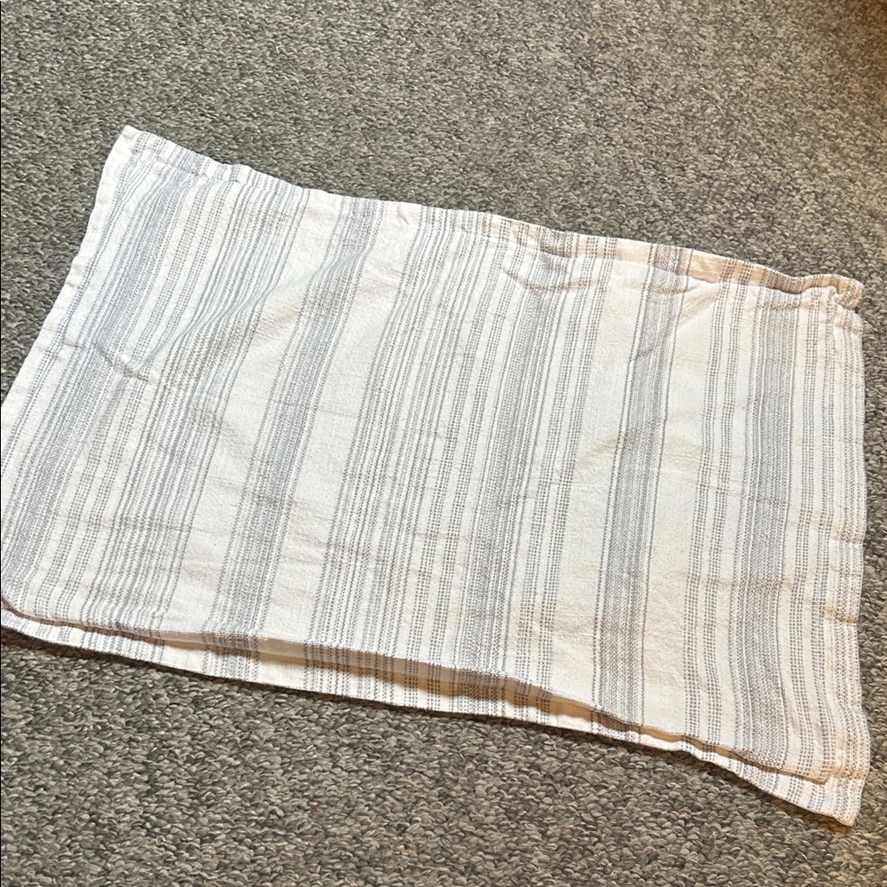 Grey and white single striped pottery barn sham